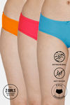 Zivame Girls Anti-Microbial Low Rise Full Coverage Hipster Panty (Pack of 3) - Multicolor — thumbnail 1
